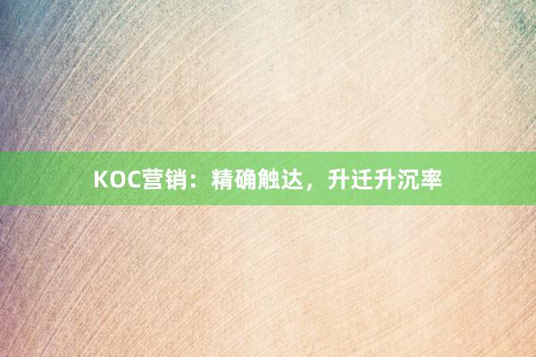 KOC营销：精确触达，升迁升沉率